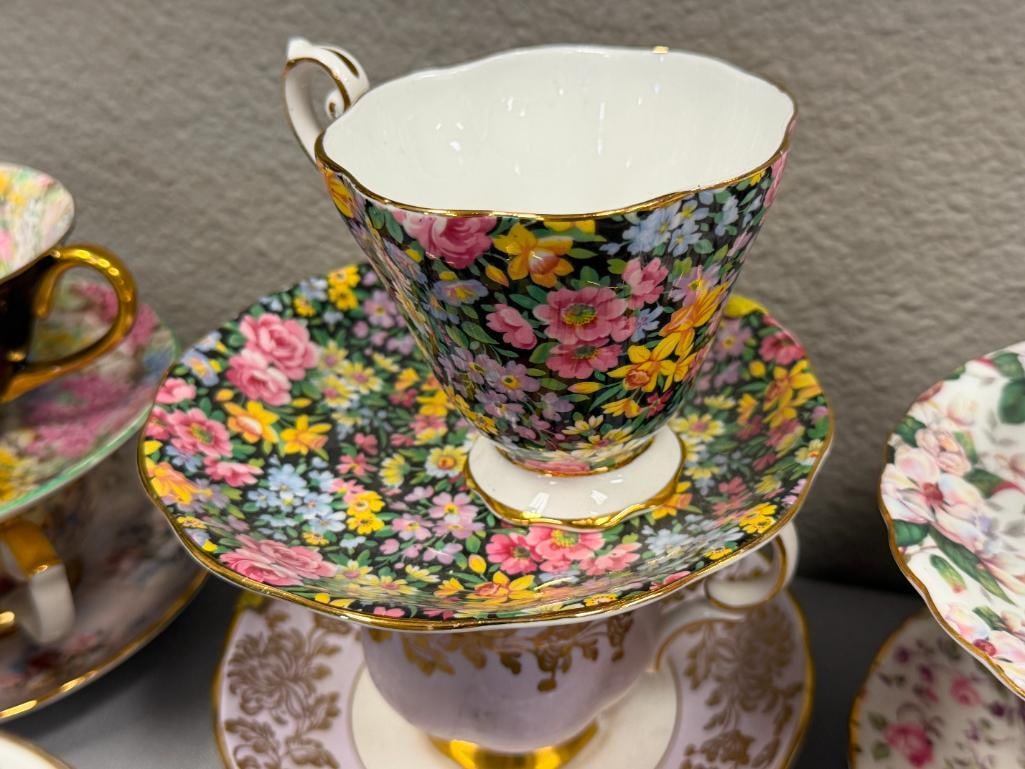 16 SETS OF TEA CUPS AND SAUCERS ENGLISH MAKERS SHELLEY, ROYAL ALBERT, JAMES KENT, ROYAL STANDARD - 6
