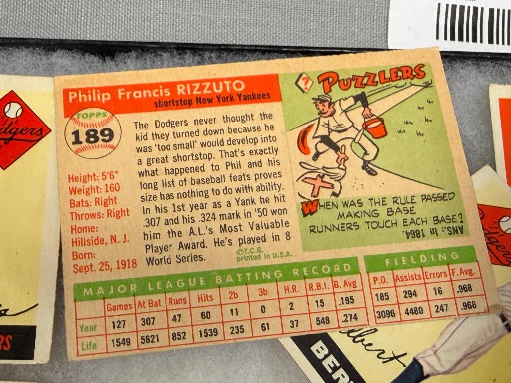 1955 TOPPS BASEBALL CARDS GIL HODGES, FRANK SMITH, BOB KLINE, ED ROEBUCK, PHIL RIZZUTO, RAY MOORE - 15