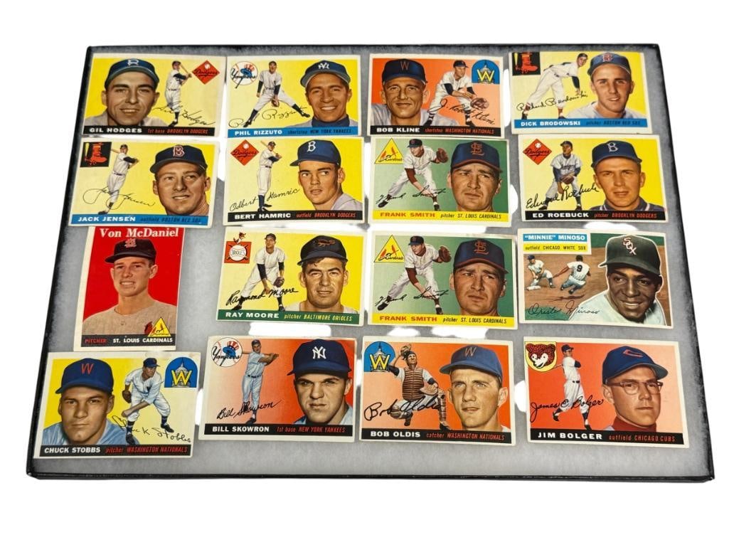 1955 TOPPS BASEBALL CARDS GIL HODGES, FRANK SMITH, BOB KLINE, ED ROEBUCK, PHIL RIZZUTO, RAY MOORE (1 of 15)