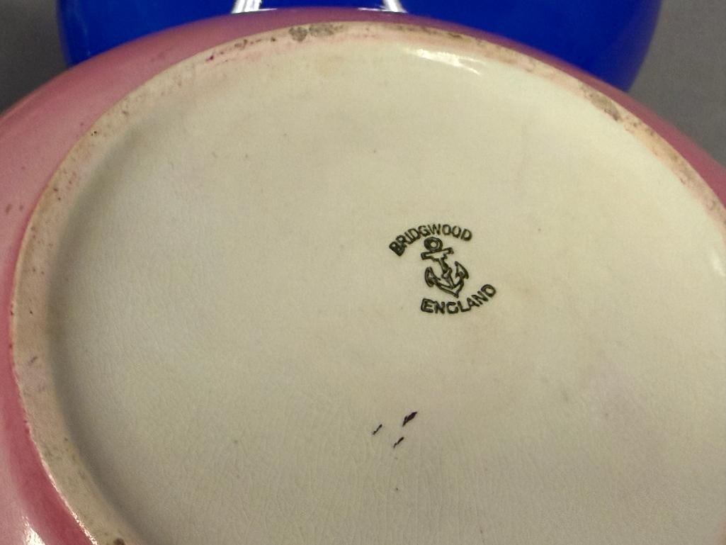ANTIQUE BRIDGWOOD ENGLISH CHINA EMBOSSED BISCUIT BARREL / JAR WITH FLORAL DESIGN - 8