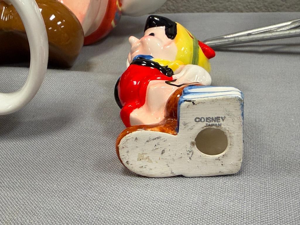 WALT DISNEY PINOCCHIO CERAMIC FIGURAL TEA POT, CHARACTER MUG AND VINTAGE PINOCCHIO FIGURINES - 8
