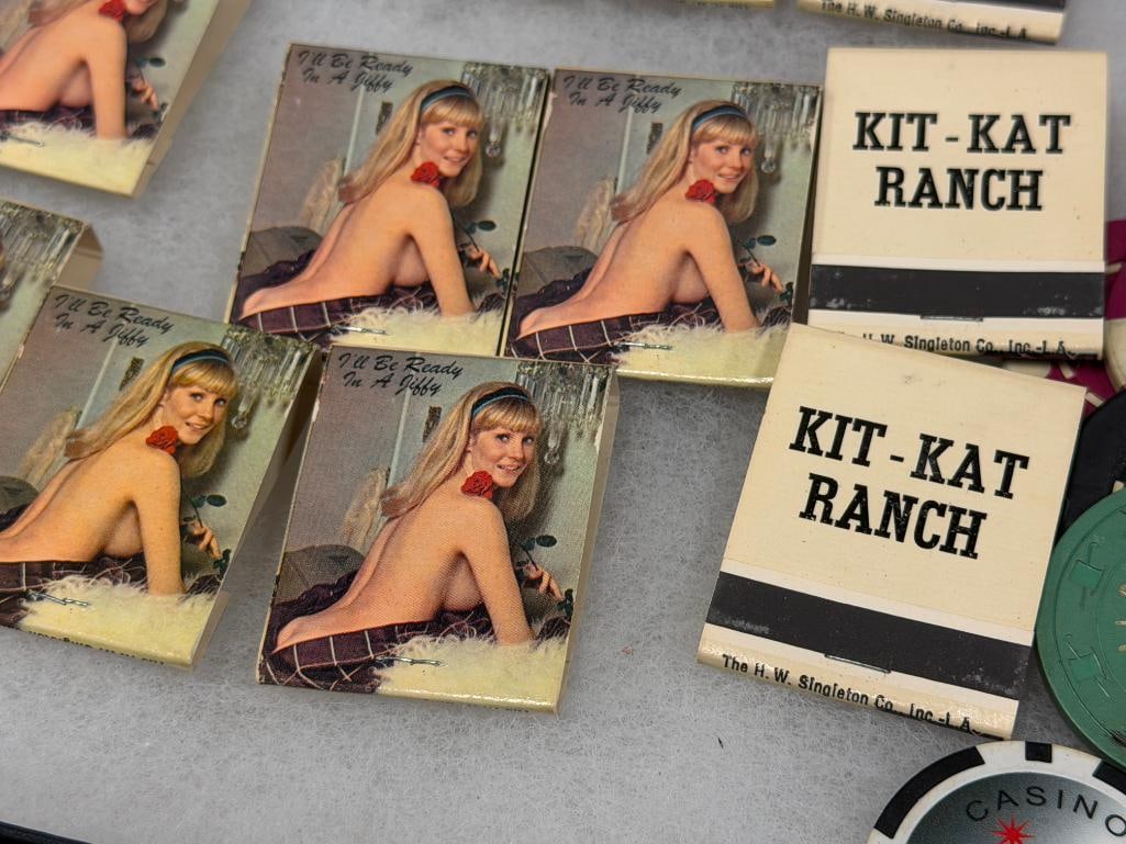 NEVADA HOTEL / CASINO / BROTHEL KIT KAT RANCH MATCHBOOKS, POKER CHIPS, DRINK TOKENS - 2