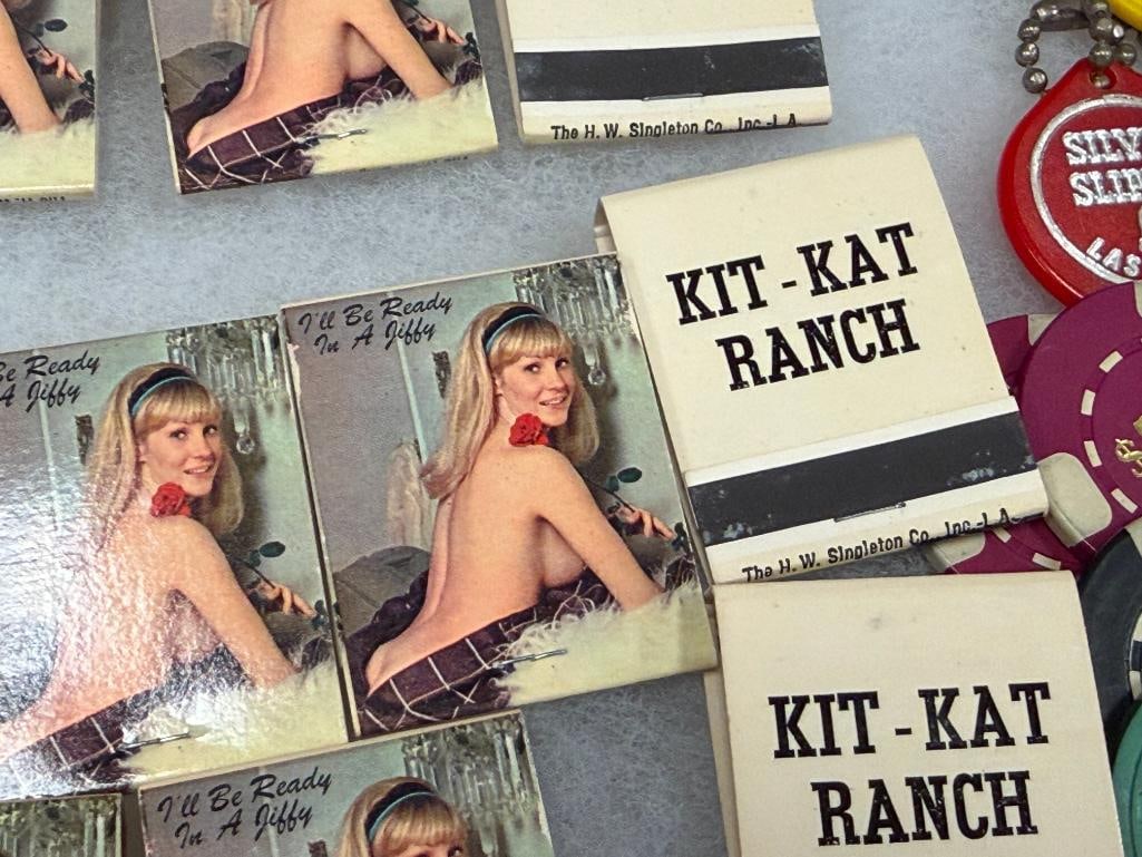 NEVADA HOTEL / CASINO / BROTHEL KIT KAT RANCH MATCHBOOKS, POKER CHIPS, DRINK TOKENS - 3