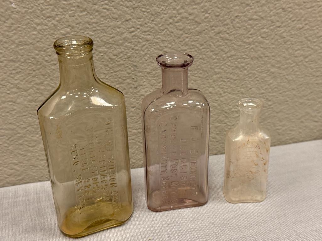 RENO, NV AND CARSON CITY ANTIQUE EMBOSSED APOTHECARY DRUGGIST / PHARMACY BOTTLES - 2