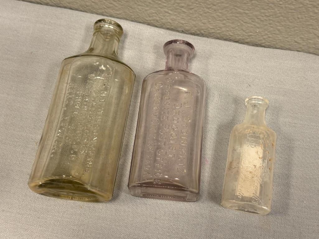 RENO, NV AND CARSON CITY ANTIQUE EMBOSSED APOTHECARY DRUGGIST / PHARMACY BOTTLES - 3