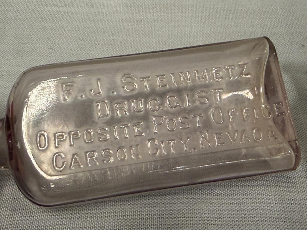 RENO, NV AND CARSON CITY ANTIQUE EMBOSSED APOTHECARY DRUGGIST / PHARMACY BOTTLES - 6