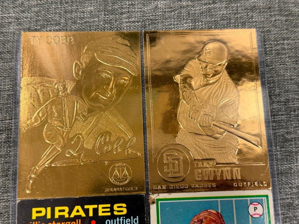 1978 TOPPS NOLAN RYAN NO. 400, 1971 TOPPS WILLIE STARGELL NO. 230 TY COBB ANF TONY GWYNN 22KT CARDS - 3