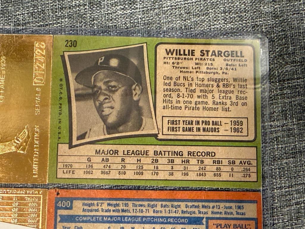 1978 TOPPS NOLAN RYAN NO. 400, 1971 TOPPS WILLIE STARGELL NO. 230 TY COBB ANF TONY GWYNN 22KT CARDS - 6