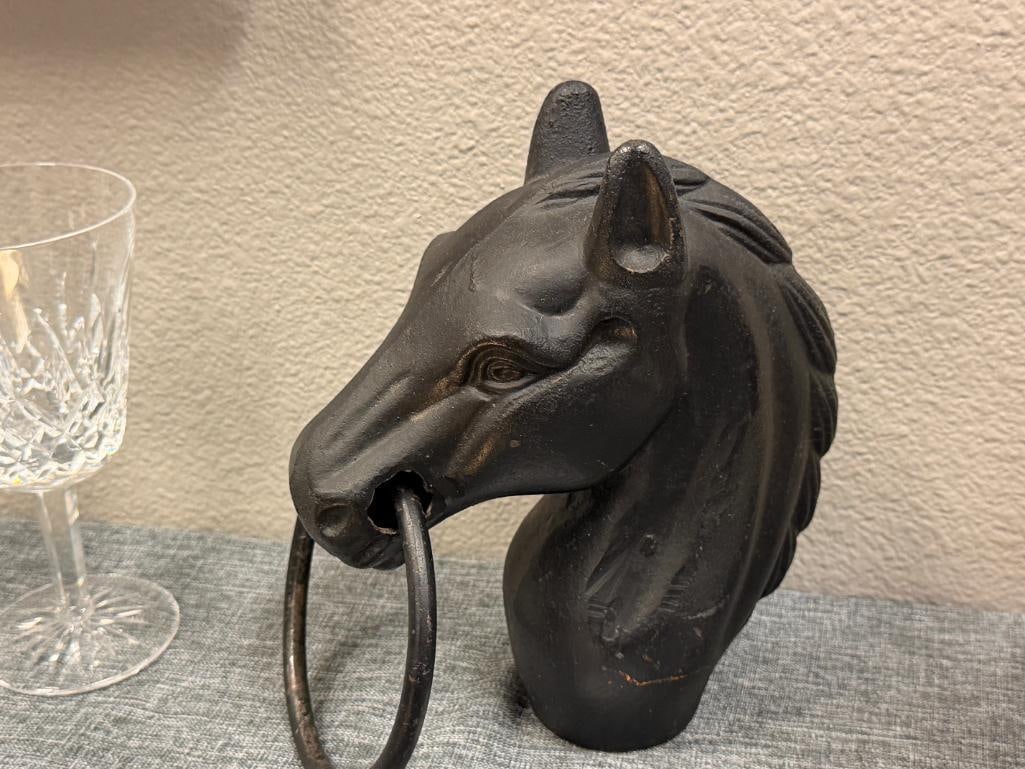 CAST IRON HORSE HEAD HITCHING POST - 2