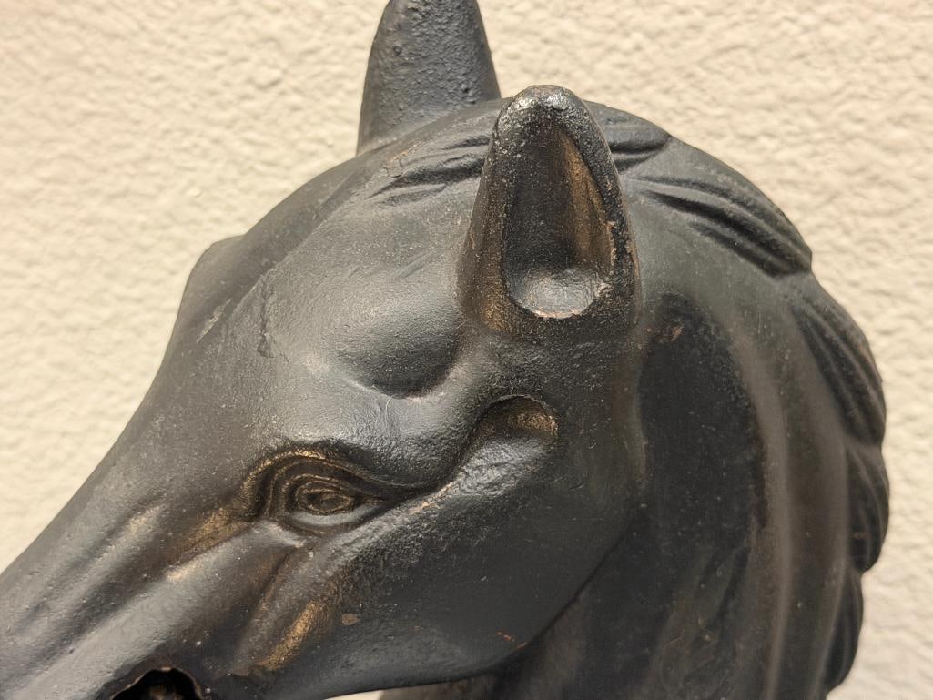CAST IRON HORSE HEAD HITCHING POST - 3