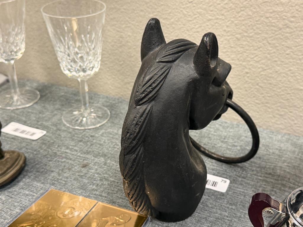 CAST IRON HORSE HEAD HITCHING POST - 5