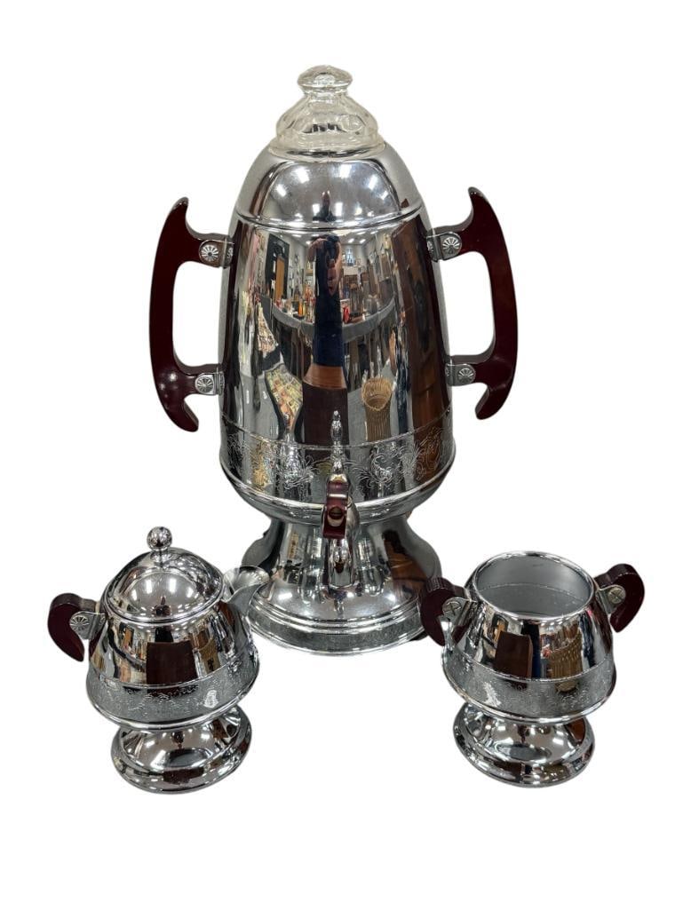 ART DECO ERA UNITED 550 / 800A AUTOMATIC ROCKET COFFEE MAKER WITH CREAMER AND SUGAR IN CHROME FIN... (1 of 12)