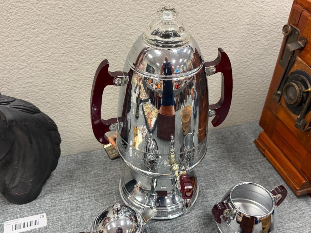 ART DECO ERA UNITED 550 / 800A AUTOMATIC ROCKET COFFEE MAKER WITH CREAMER AND SUGAR IN CHROME FIN... - 2