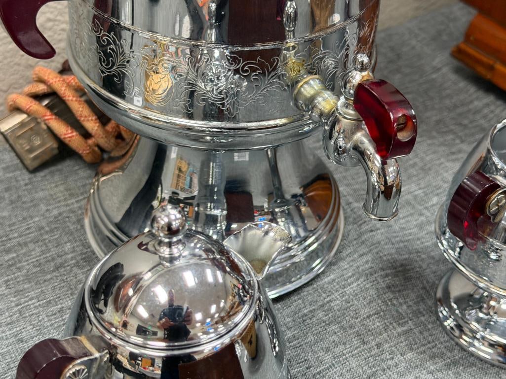 ART DECO ERA UNITED 550 / 800A AUTOMATIC ROCKET COFFEE MAKER WITH CREAMER AND SUGAR IN CHROME FIN... - 5