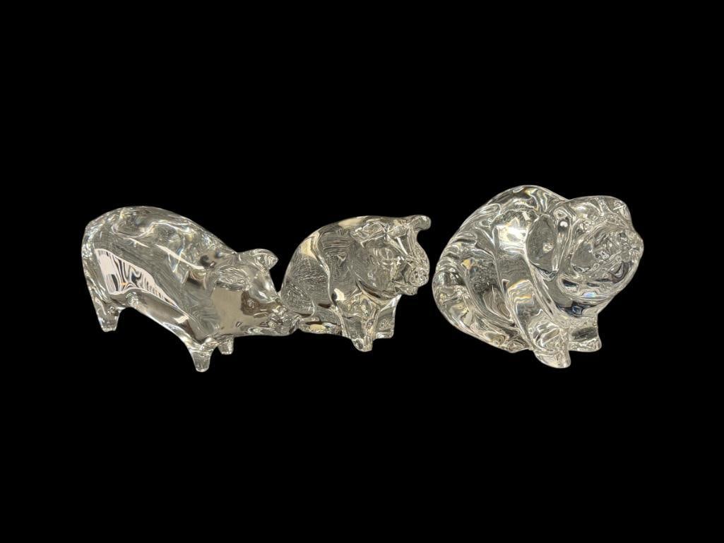 THEE CRYSTAL PIG FIGURINES / PAPERWEIGHTS FROM BACCARAT WATERFORD AND PRINCESS HOUSE (1 of 11)