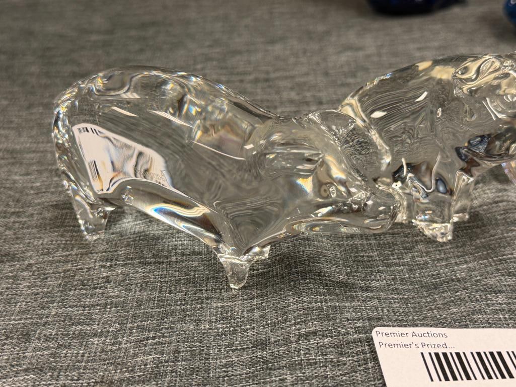 THEE CRYSTAL PIG FIGURINES / PAPERWEIGHTS FROM BACCARAT WATERFORD AND PRINCESS HOUSE - 2