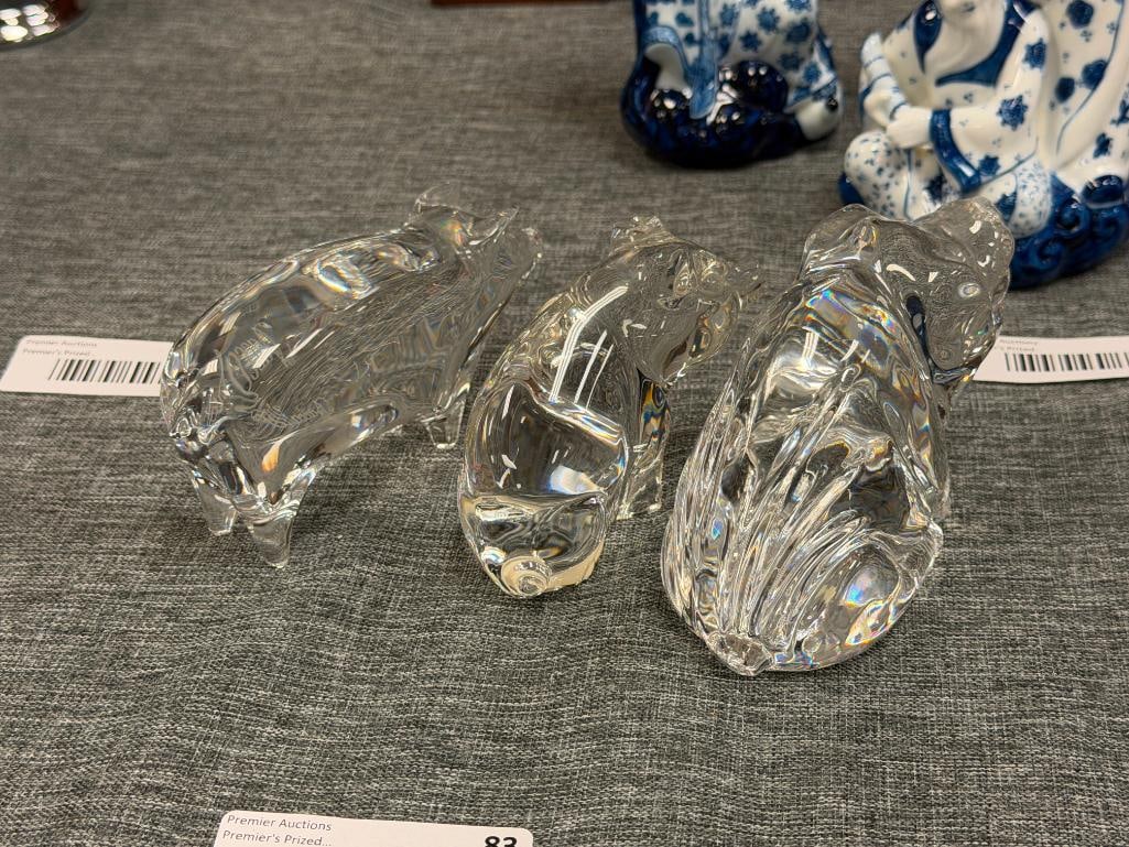 THEE CRYSTAL PIG FIGURINES / PAPERWEIGHTS FROM BACCARAT WATERFORD AND PRINCESS HOUSE - 8