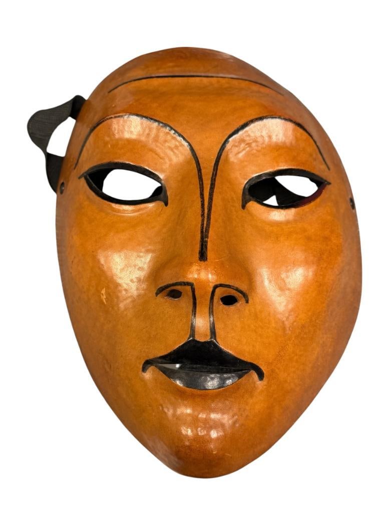 ANTONELLO SIGNED HAND MADE LEATHER MASQUERADE MASK WITH BLACK FEATURES (1 of 8)