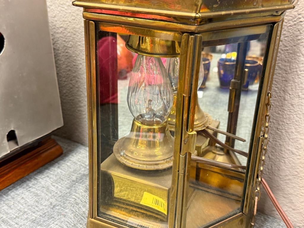 VINTAGE NAUTICAL BRASS SHIP LANTERN CONVERTED TO ELECTRIC - 5