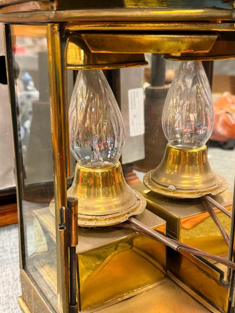 VINTAGE NAUTICAL BRASS SHIP LANTERN CONVERTED TO ELECTRIC - 7