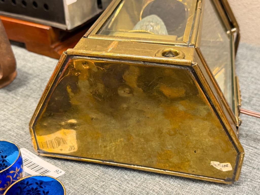 VINTAGE NAUTICAL BRASS SHIP LANTERN CONVERTED TO ELECTRIC - 9