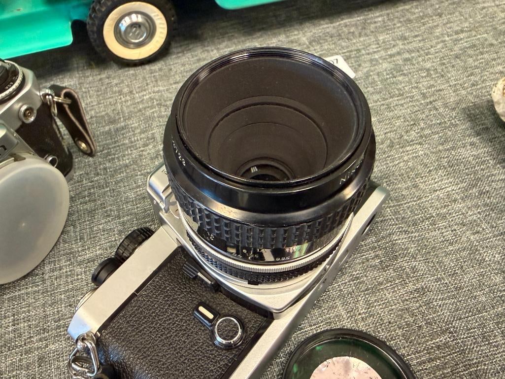 VINTAGE NIKON FE 35MM FILM CAMERA BODIES WITH NIKON MICRO - NIKKOR 55MM LENS - 10