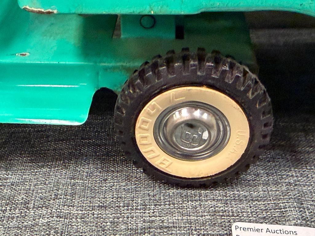 VINTAGE 1960'S BUDDY ; PRESSED STEEL AUTO TRANSPORTER CAR CARRIER WITH FRONT SPRING SUSPENSION - 7