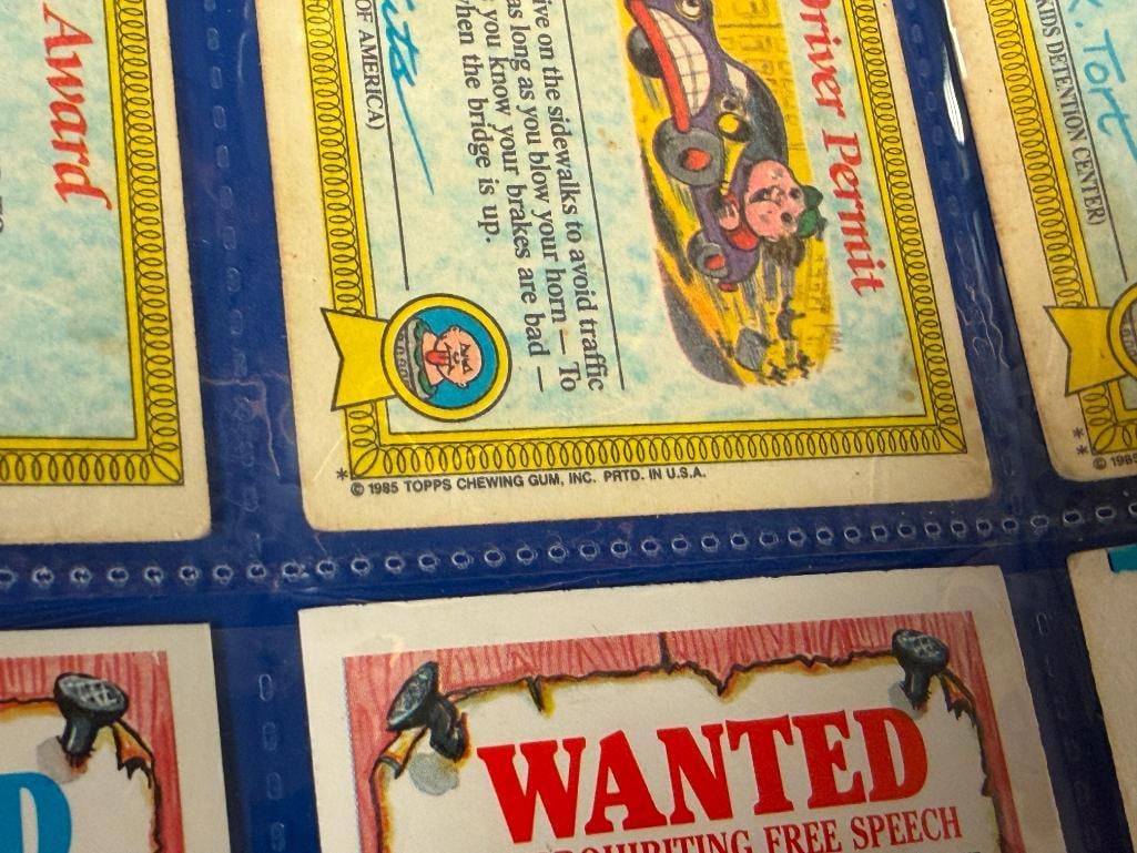 1985 - 1987 GARBAGE PAIL KIDS SERIES 1-12 COLLECTOR STICKER CARDS PLUS EVIL EDDIE CARD - 14