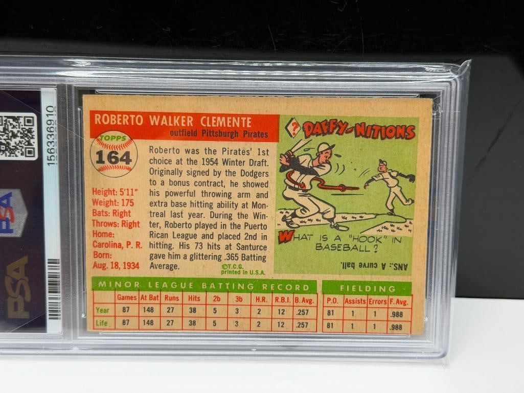 1955 TOPPS #164 ROBERTO CLEMENTE BASEBALL CARD PSA VG-EX 4 (MC) - 6