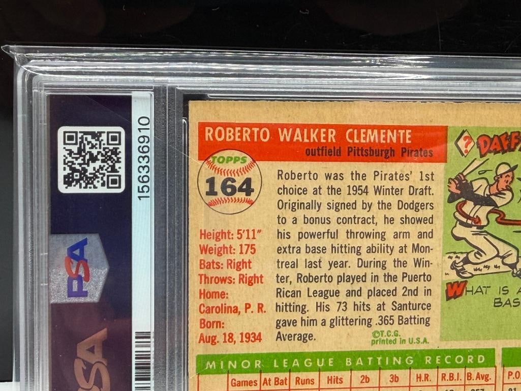 1955 TOPPS #164 ROBERTO CLEMENTE BASEBALL CARD PSA VG-EX 4 (MC) - 7