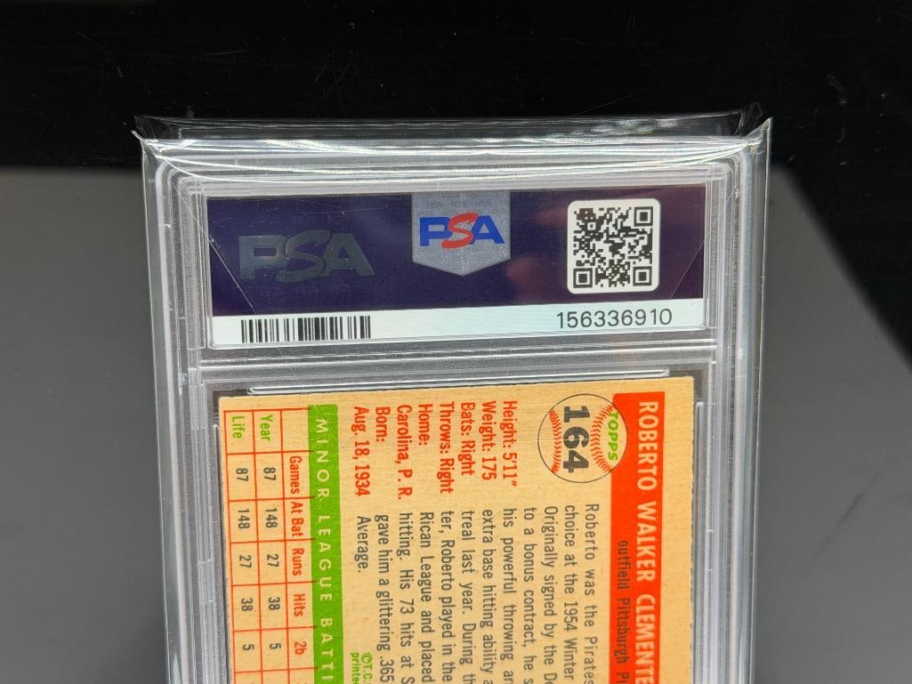 1955 TOPPS #164 ROBERTO CLEMENTE BASEBALL CARD PSA VG-EX 4 (MC) - 9