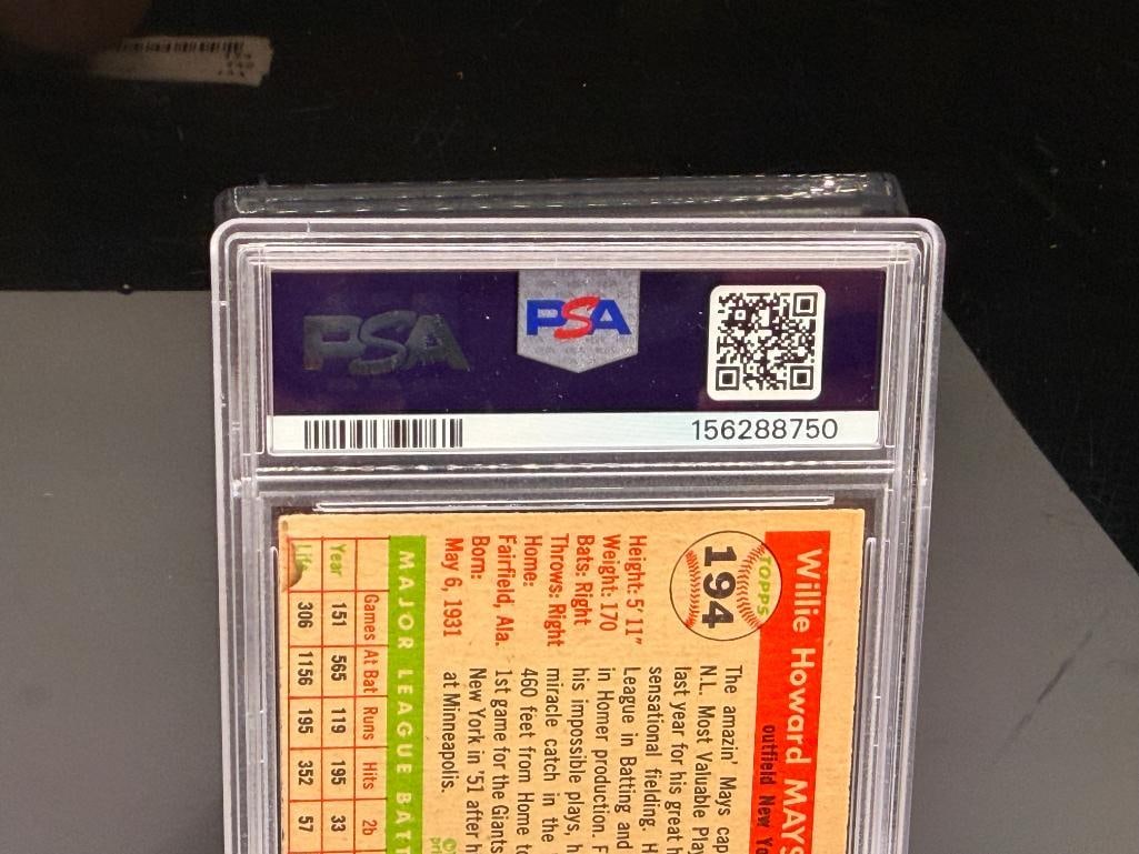 1955 TOPSS #194 WILLIE MAYS BASEBALL CARD PSA VG 3 (MC) - 10