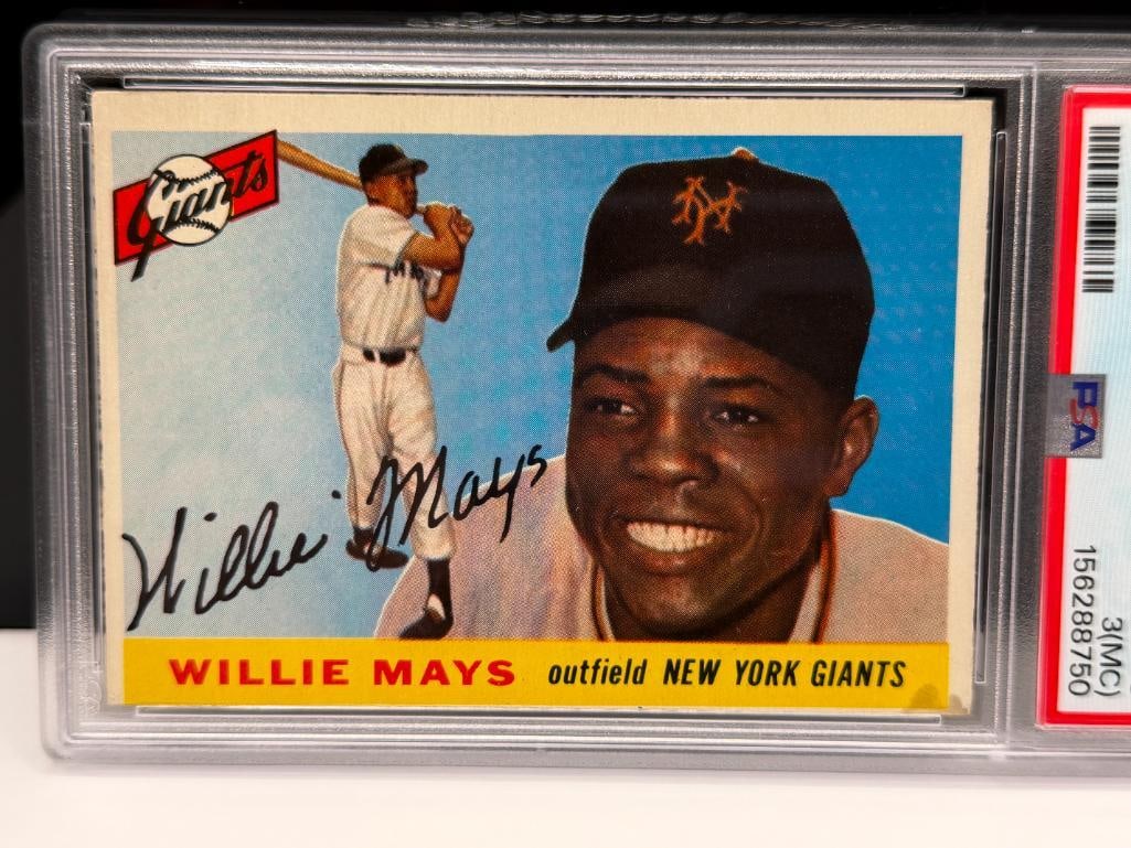 1955 TOPSS #194 WILLIE MAYS BASEBALL CARD PSA VG 3 (MC) - 2