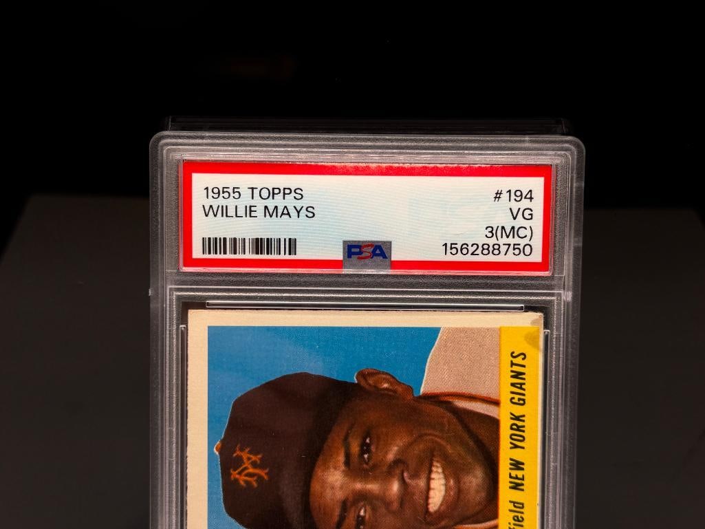 1955 TOPSS #194 WILLIE MAYS BASEBALL CARD PSA VG 3 (MC) - 5