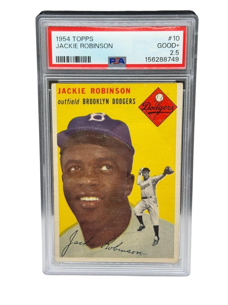 1954 TOPPS #10 JACKIE ROBINSON BASEBALL CARD PSA GOOD+ 2.5 (1 of 10)