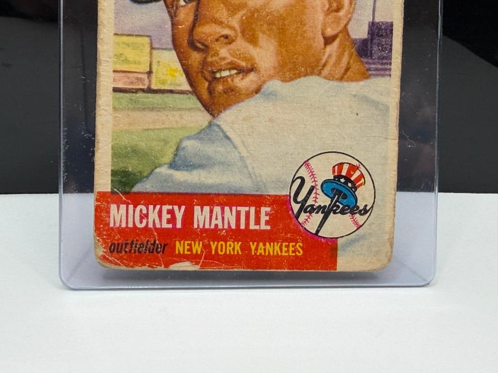 1953 TOPPS #82 MICKEY MANTLE BASEBALL CARD - 4