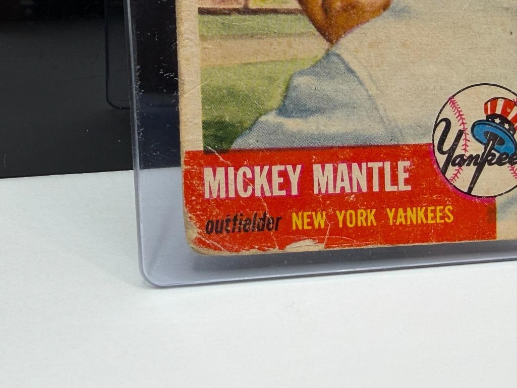 1953 TOPPS #82 MICKEY MANTLE BASEBALL CARD - 5