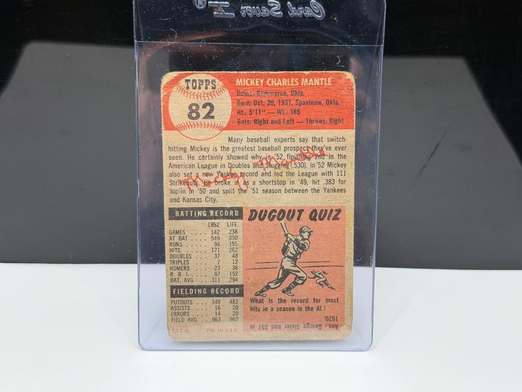 1953 TOPPS #82 MICKEY MANTLE BASEBALL CARD - 6