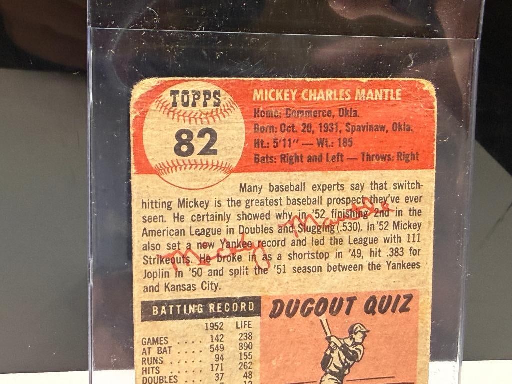 1953 TOPPS #82 MICKEY MANTLE BASEBALL CARD - 7