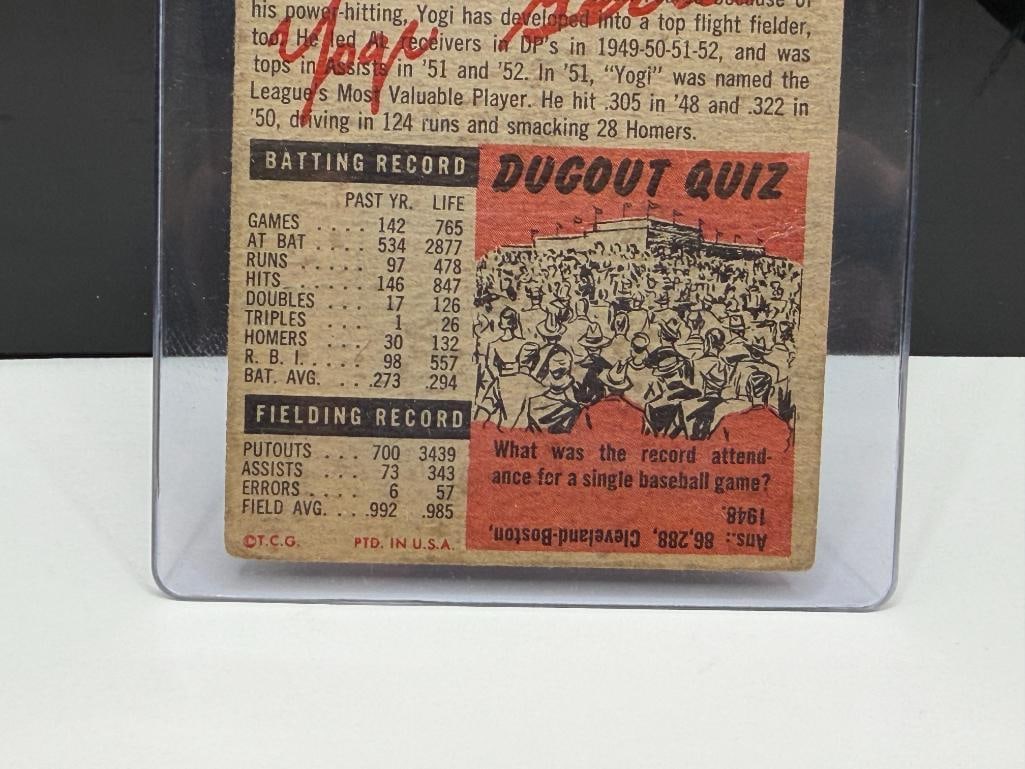 1953 TOPPS #104 YOGI BERRA BASEBALL CARD - 10