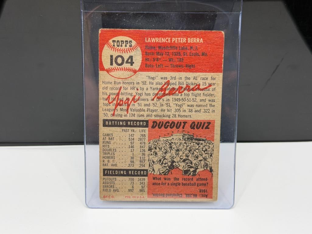 1953 TOPPS #104 YOGI BERRA BASEBALL CARD - 7