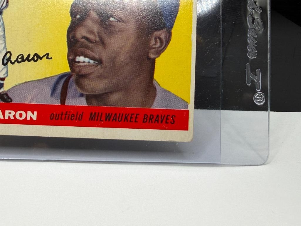 1955 TOPPS #47 HANK AARON BASEBALL CARD - 6