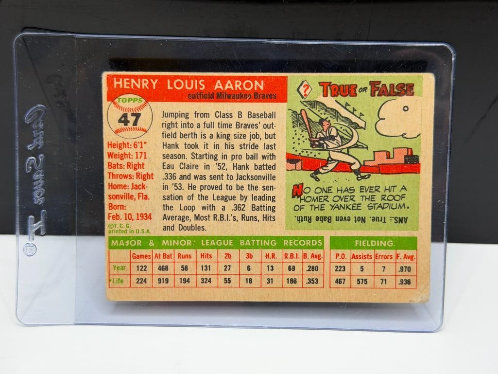 1955 TOPPS #47 HANK AARON BASEBALL CARD - 7