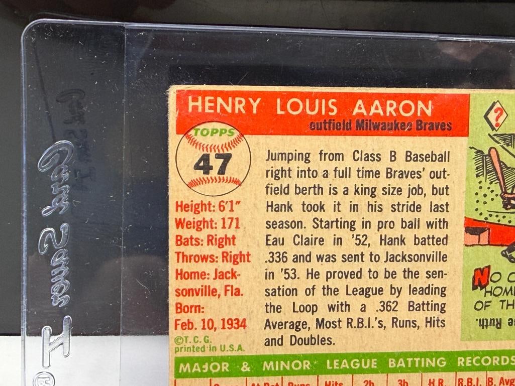 1955 TOPPS #47 HANK AARON BASEBALL CARD - 9