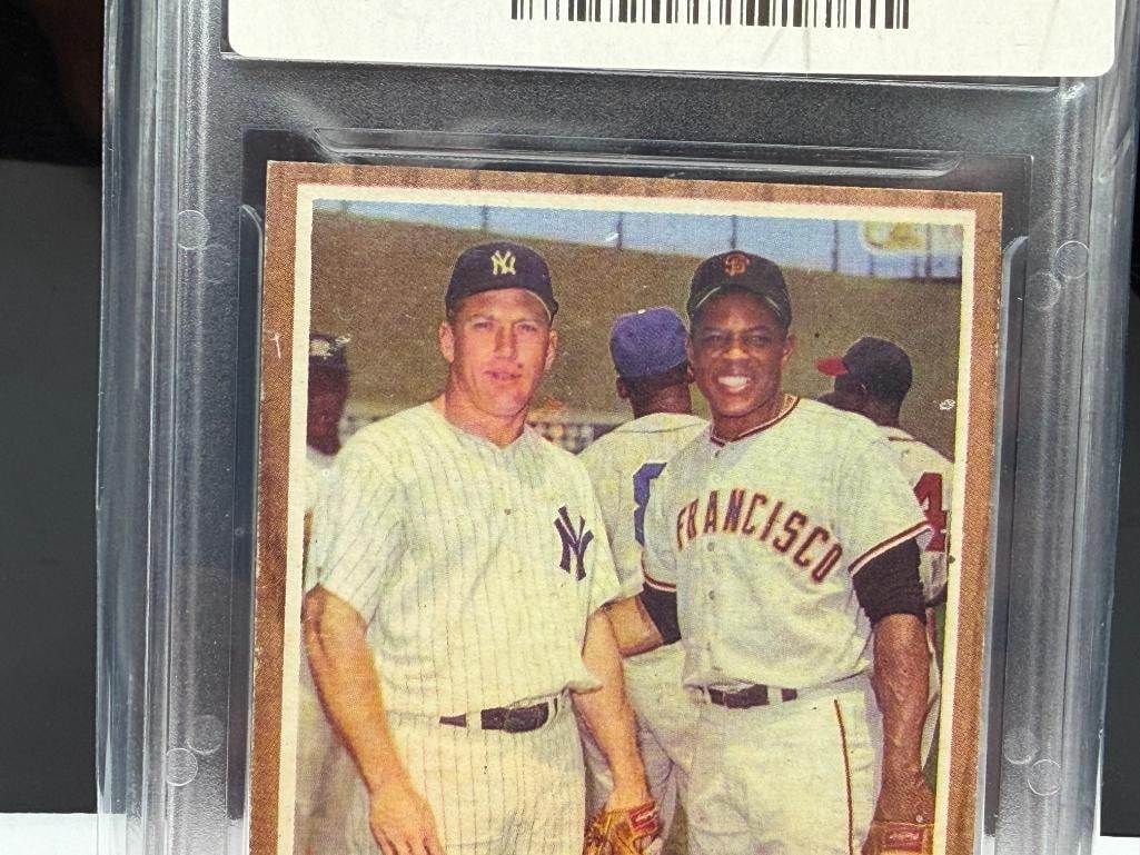 1962 TOPPS #18 MANAGER'S DREAM MICKEY MANTLE WILLIE MAYS BASEBALL CARD - 3