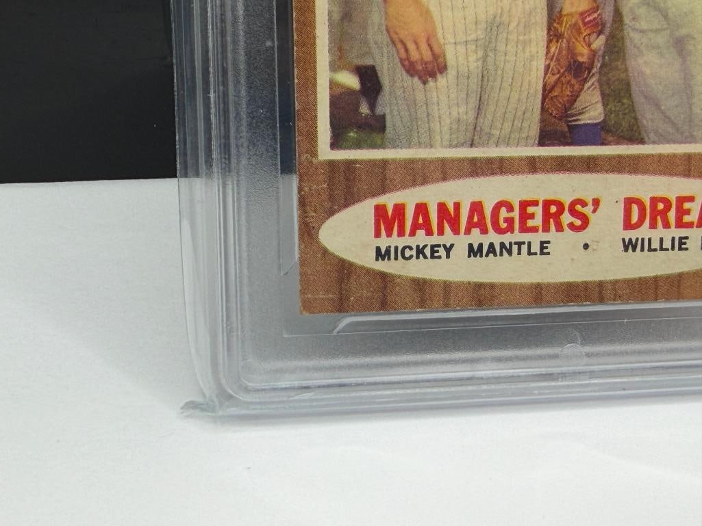 1962 TOPPS #18 MANAGER'S DREAM MICKEY MANTLE WILLIE MAYS BASEBALL CARD - 5