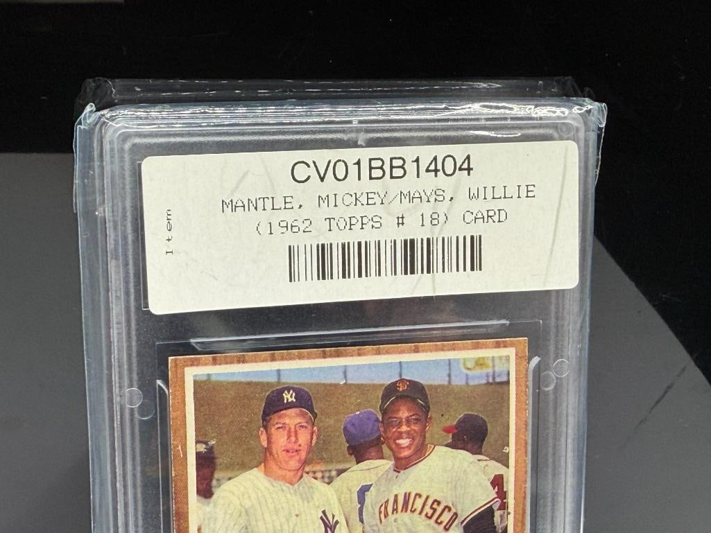 1962 TOPPS #18 MANAGER'S DREAM MICKEY MANTLE WILLIE MAYS BASEBALL CARD - 6