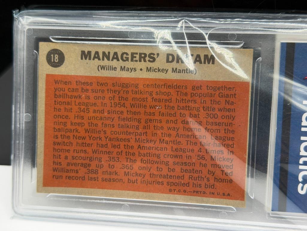 1962 TOPPS #18 MANAGER'S DREAM MICKEY MANTLE WILLIE MAYS BASEBALL CARD - 8