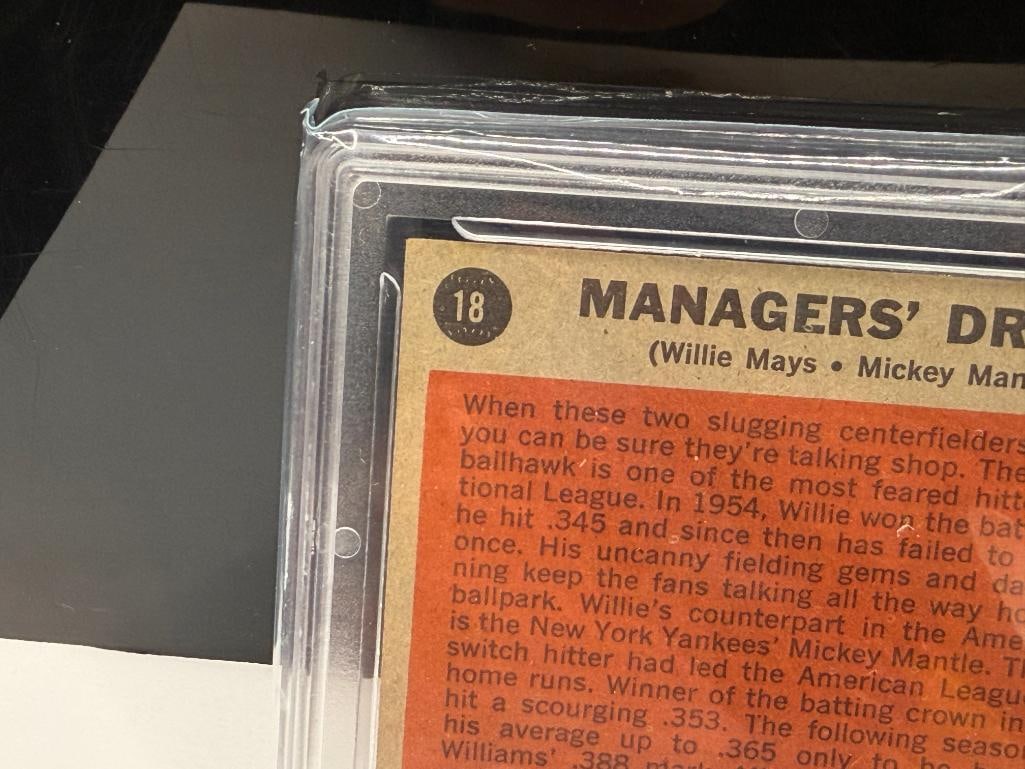 1962 TOPPS #18 MANAGER'S DREAM MICKEY MANTLE WILLIE MAYS BASEBALL CARD - 9