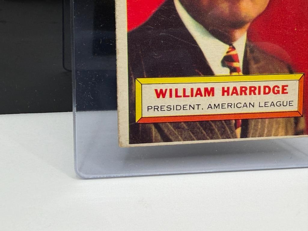1956 TOPPS #1 WILLIAM HARRIDGE BASEBALL CARD - 4